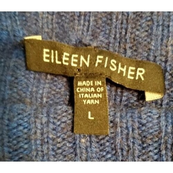 Eileen Fisher Blue Pullover knit Sweater 50% Yak/50% Wool Size Large - Picture 4 of 6